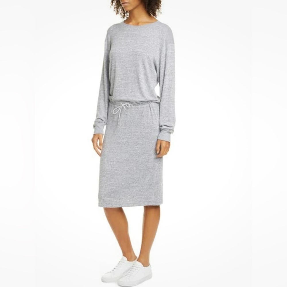Rag & Bone Long-Sleeve Jersey Sweater Dress Heather Gray Midi Medium